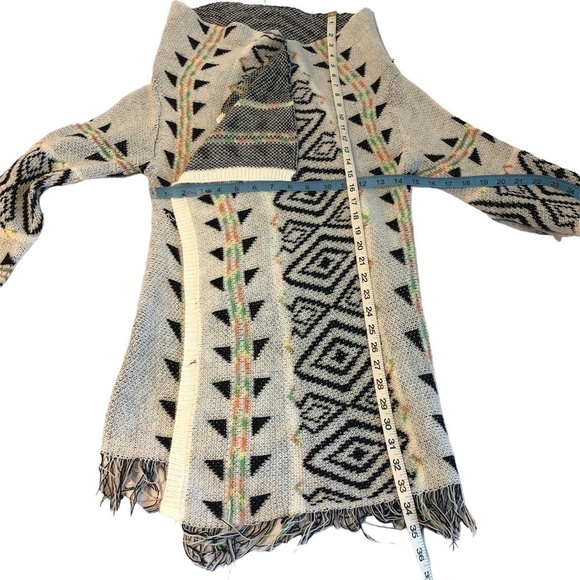 ORANGE Cardigan Sweater Women's Size Small White Black Mohair Blend Fringe Hem - Picture 3 of 9